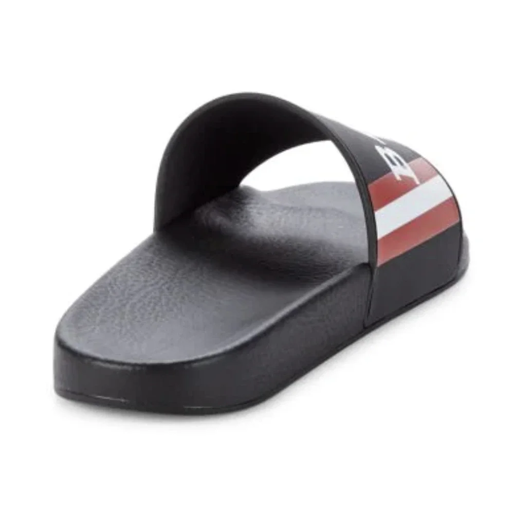 NIB $195 Bally Men's Slide Rubber Black Simon Logo Sandals 11 US 6234034